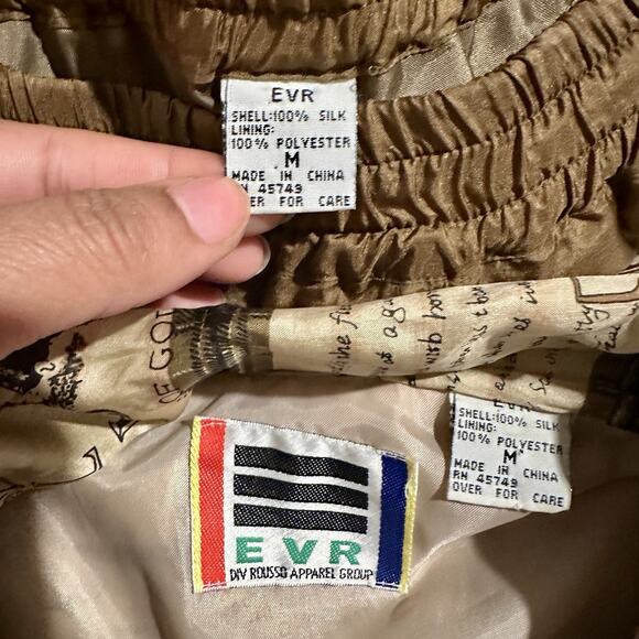 Vintage Silk Golf Novelty Print Track Suit Co Ord Set 90s Sporty Athleisure Tan - Picture 7 of 9